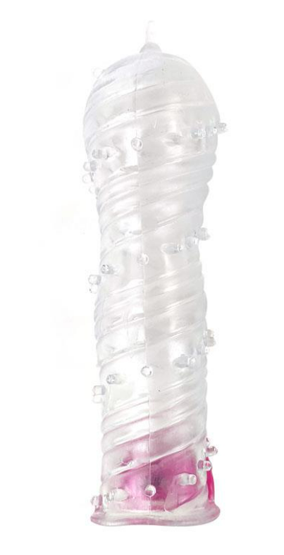A-GUSTO TEXTURED PENIS SLEEVE WITH VIBRATION BULLET CLEAR