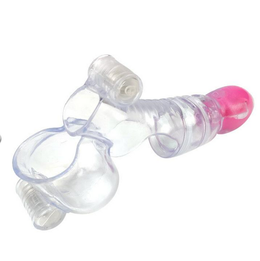 A-GUSTO VIBRATING PENIS AND TESTICLES SLEEVE CLEAR
