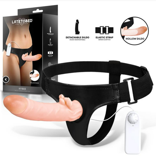 HARNESS COLLECTION LATETOBED HYBEE MULTI-SPEED STRAP-ON WITH HOLLOW DILDO AND REMOTE CONTROL