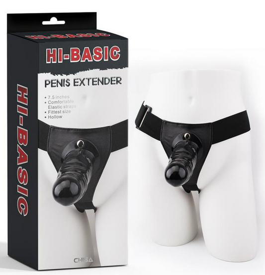 CHISA STRAP-ON HARNESS WITH HOLLOW DILDO PENIS EXTENDER 7.5"