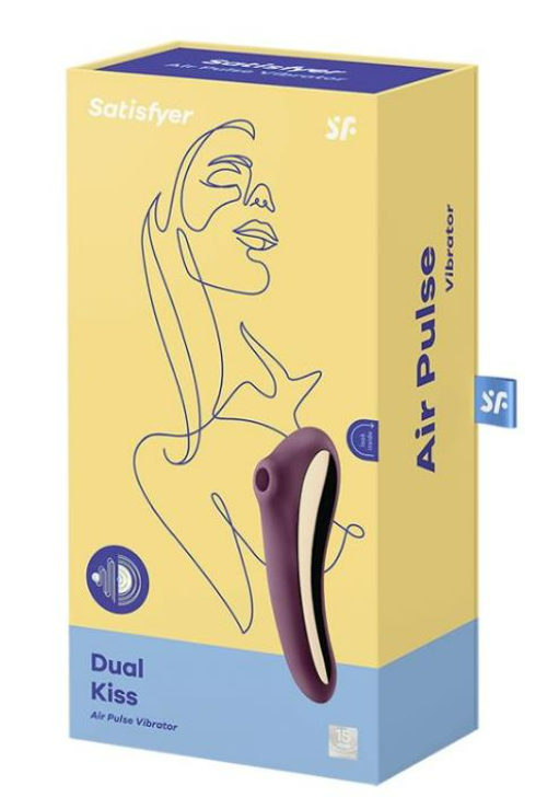 SATISFYER DUAL KISS CLITORIS SUCKER AND VIBE WINE RED