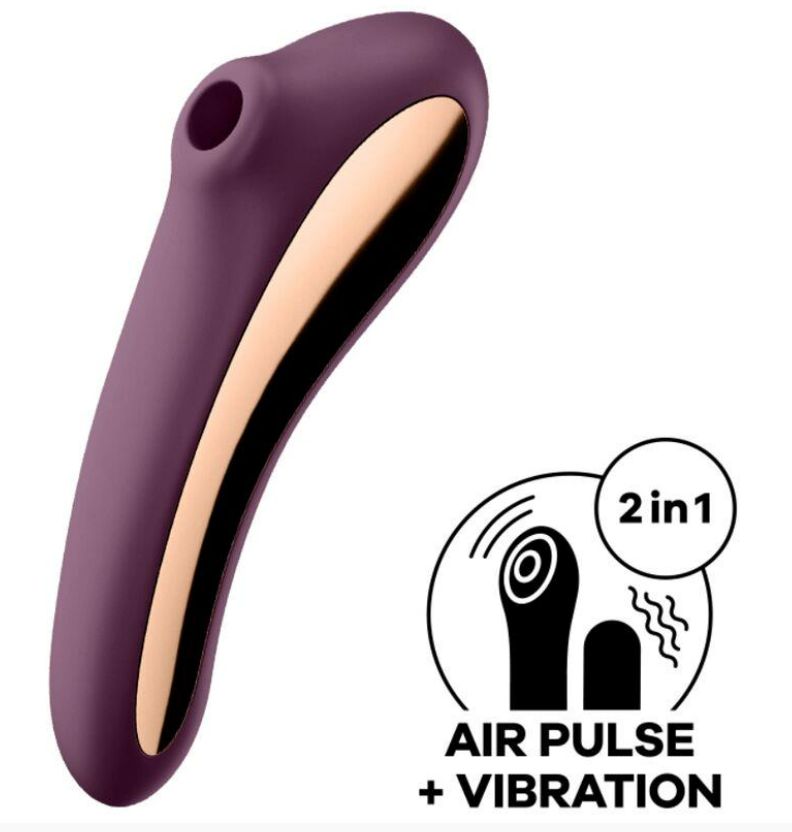 SATISFYER DUAL KISS CLITORIS SUCKER AND VIBE WINE RED