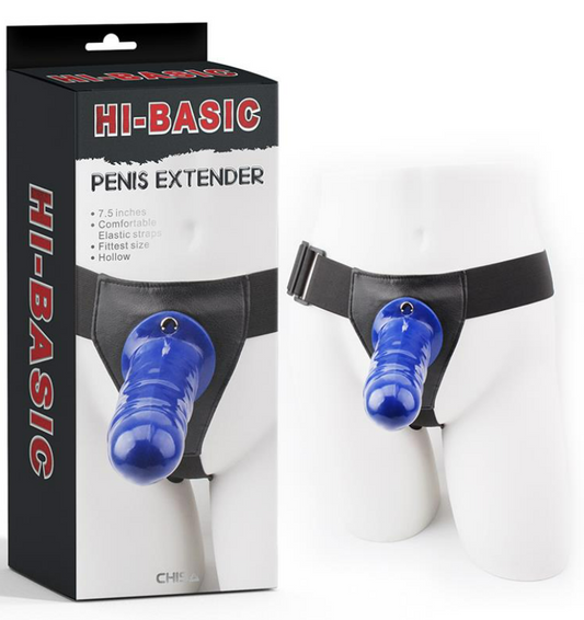 CHISA STRAP-ON HARNESS WITH HOLLOW DILDO PENIS EXTENDER 7.5"