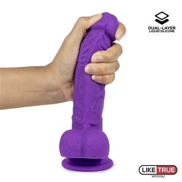 LIKETRUE DILDO REALISTA SILICONA LÍQUIDA DUAL LAYER 8" PÚRPURA