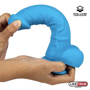 LIKETRUE DILDO REALISTA SILICONA LÍQUIDA DUAL LAYER 8" AZUL