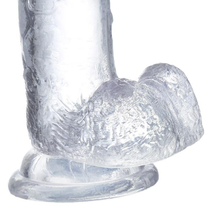 GLAZED REALISTIC DILDO WITH TESTICLES CRYSTAL MATERIAL 15,5 CM