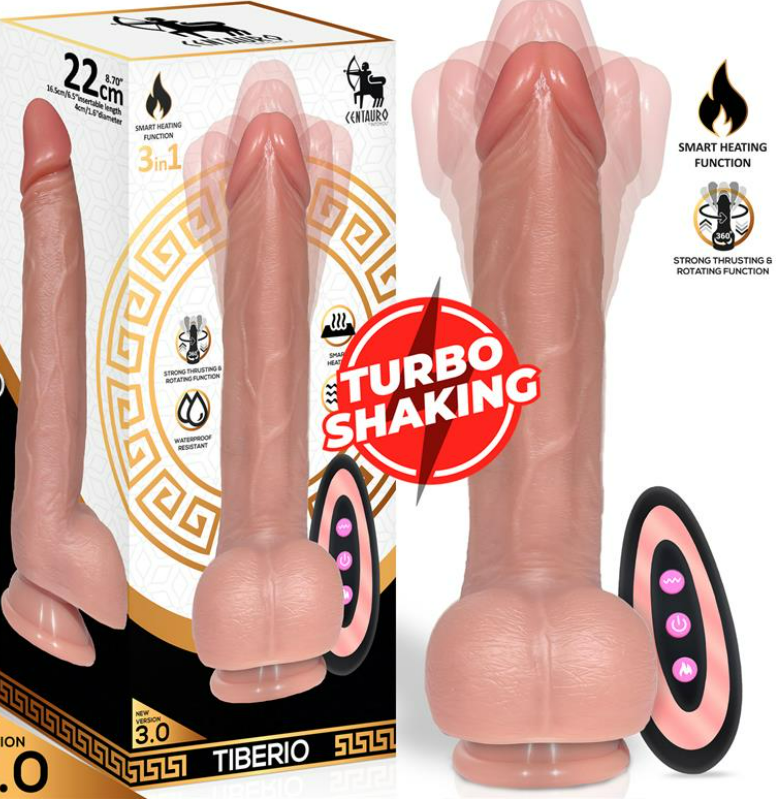 CENTAURO TIBERIO REALISTIC TURBO SHAKING DILDO WITH THRUSTING, 360º ROTATION, AND REMOTE CONTROL LIQUID SILICONE