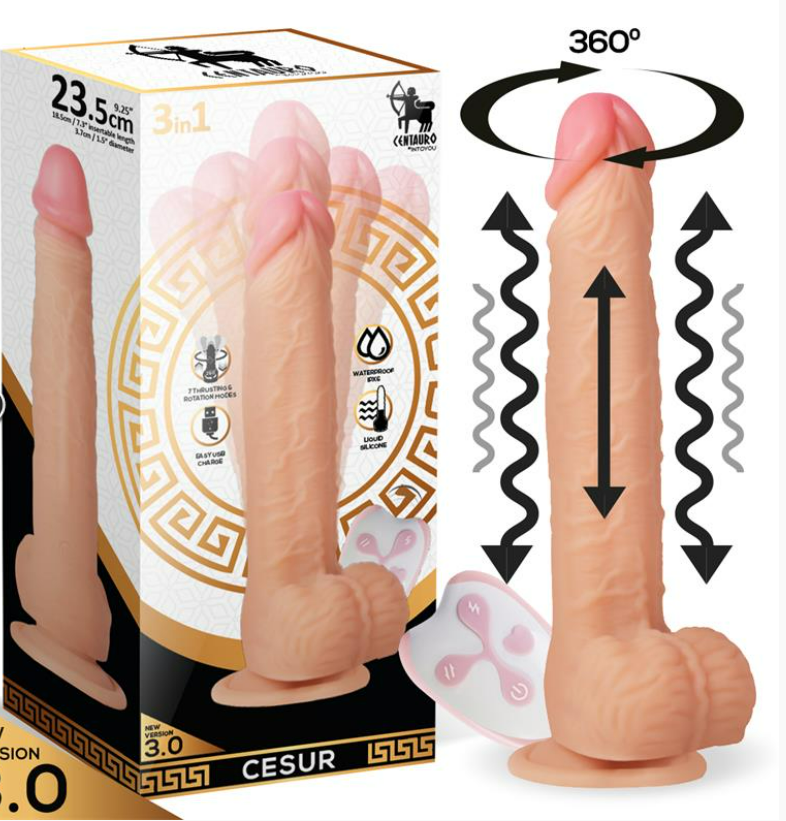 CENTAURO CESUR 3.0 REALISTIC DILDO VIBRATING, WAVY, 360º AND UP-AND-DOWN MOVEMENT REMOTE CONTROL USB