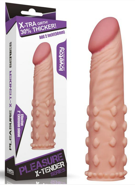 LOVETOY PENIS SLEEVE ADD 2" PLEASURE X TENDER FLESH