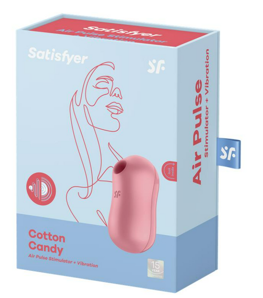 SATISFYER COTTON CANDY CLITORIS SUCKER AND VIBRATOR LIGHT RED