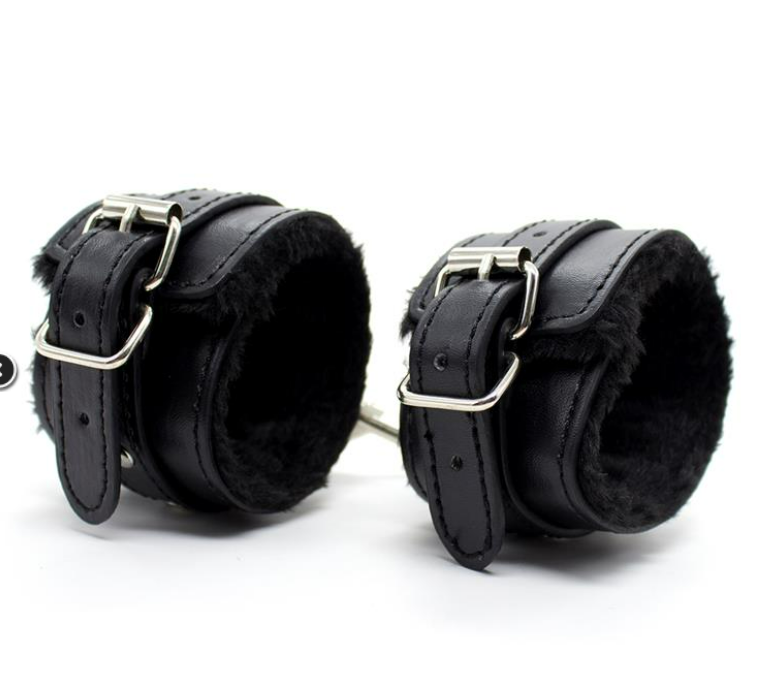 LATETOBED BDSM LINE FUR LINED ADJUSTABLE HANDCUFFS 30 CM BLACK