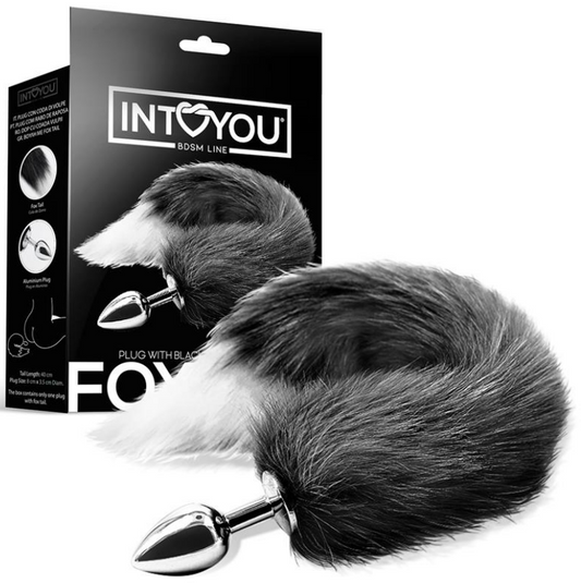 INTOYOU BDSM LINE ANAL PLUG BLACK AND WHITE FOXY TAIL