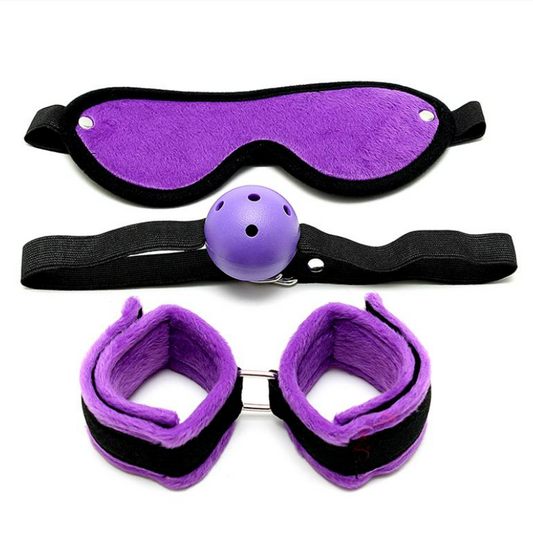 BONDAGE PLAY RIMBA BONDAGE PLAY 3 PIECES BONDAGE SET PURPLE