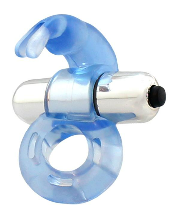 LATETOBED FIREY VIBRATING PENIS RING WITH RABBIT BLUE