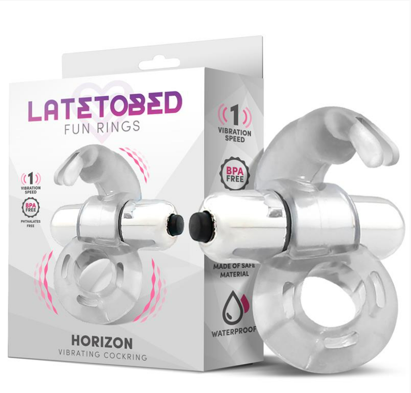 LATETOBED HORIZON VIBRATING PENIS RING WITH RABBIT CLEAR