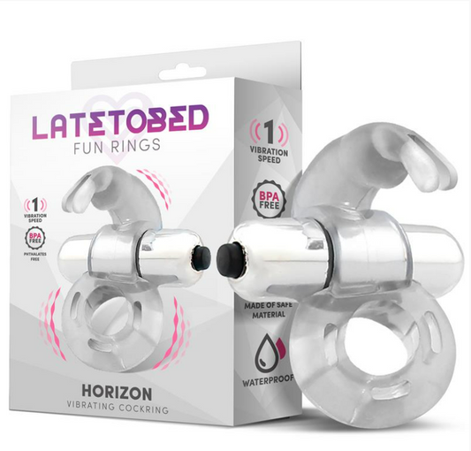 LATETOBED HORIZON VIBRATING PENIS RING WITH RABBIT CLEAR