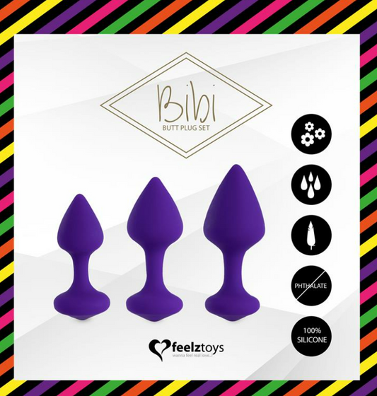 FEELZTOYS BIBI SET OF 3 BUTT PULG PURPLE