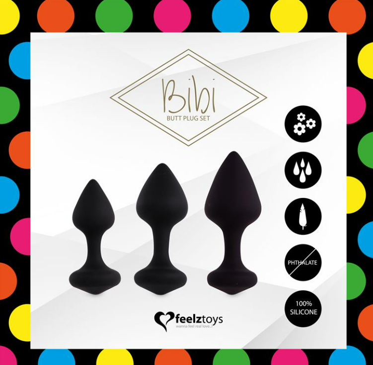 FEELZTOYS BIBI SET OF 3 BUTT PLUG BLACK