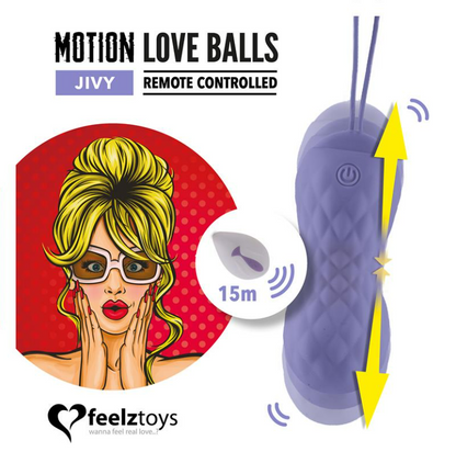 FEELZTOYS MOTION LOVE BALLS VIBRATING EGG WITH REMOTE CONTROL JIVY PURPLE
