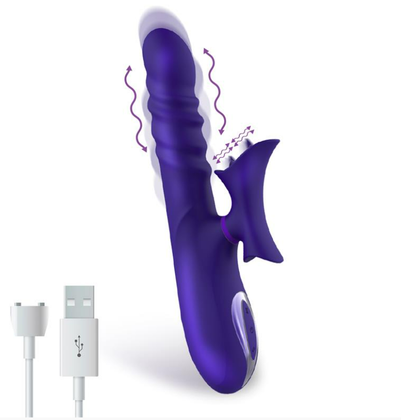 ACTION NO. FOURTEEN TELESCOPIC UNDULATING VIBE WITH HIGH FREQUENCY TONGUE LIQUID SILICONE USB