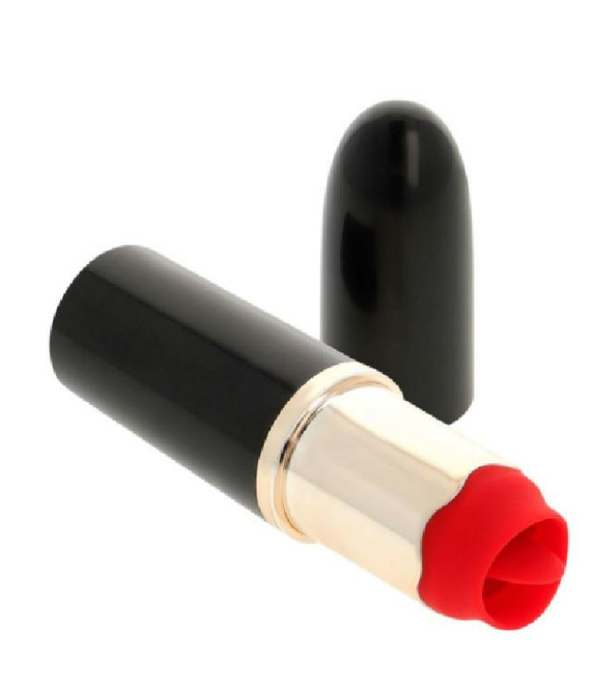 A-GUSTO LIPSTICK VIBRATOR WITH STIMULATING TONGUE USB BLACK