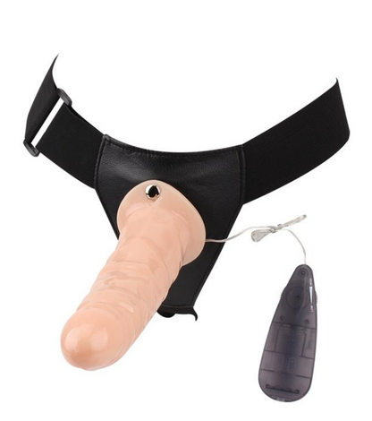 CHISA VIBRATING STRAP-ON HARNESS WITH HOLLOW DILDO 7.5"