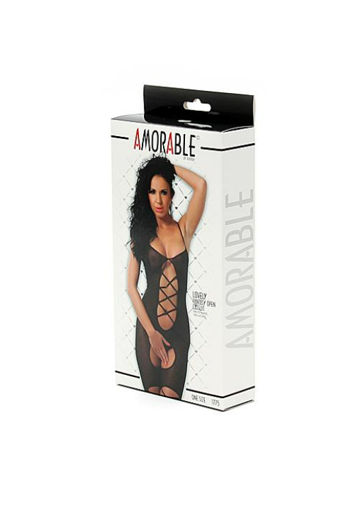 AMORABLE RIMBA AMORABLE FANTASY OPEN CATSUIT BLACK ONE SIZE