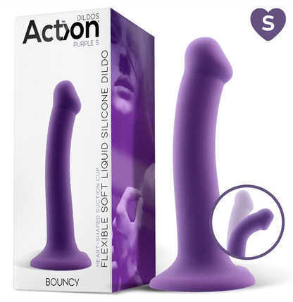 ACTION BOUNCY LIQUID SILICONE DILDO HIPER FLEXIBLE PURPLE