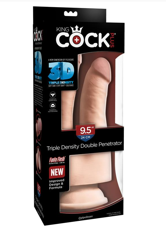 KING COCK 3D TRIPLE DENSITY AND DOUBLE PENETRATION DILDO PLUS 9.5" FLESH