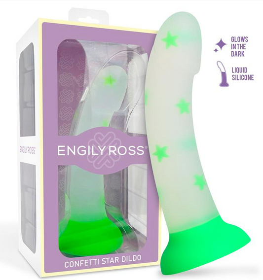 DILDOX BY ENGILY ROSS GLOW-IN-THE-DARK DILDO CONFETTI STAR 17 CM