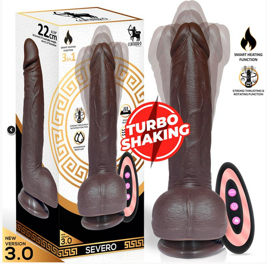 CENTAURO SEVERO REALISTIC TURBO SHAKING DILDO THRUSTING, 360º ROTATION REMOTE CONTROL HEAT EFFECT